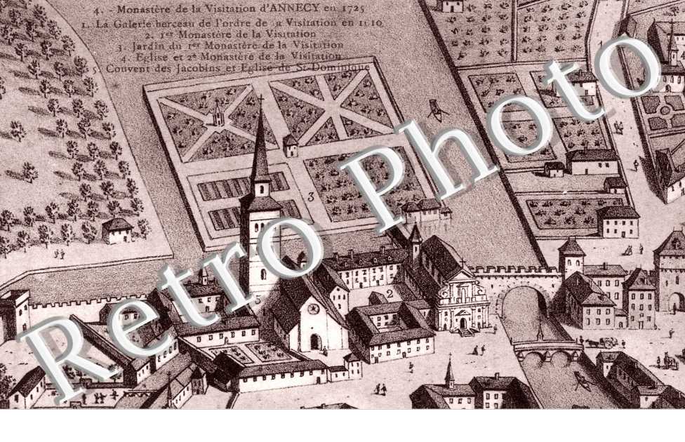 ancien carte,  Monastere de la visitation d&#039;Annecy en 1725
