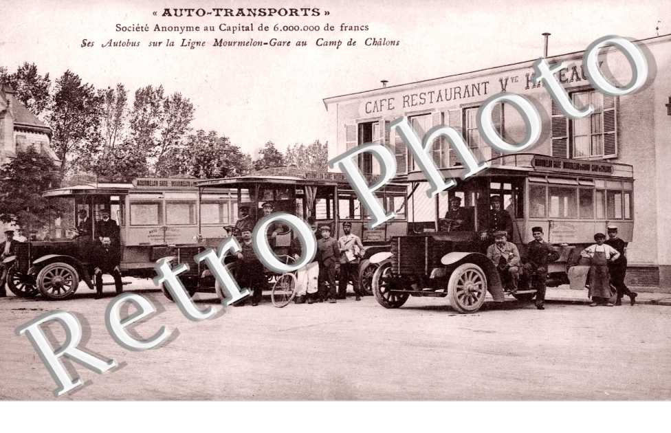 Auto Transports  Ligne Mourmelon-Gare au camps de Chalons  Cafe Restaurant Vve Hazeaux