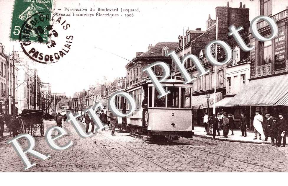 PERSPECTIVE DU Boulevard Jacquard Nouveaux tramways electriques 1908