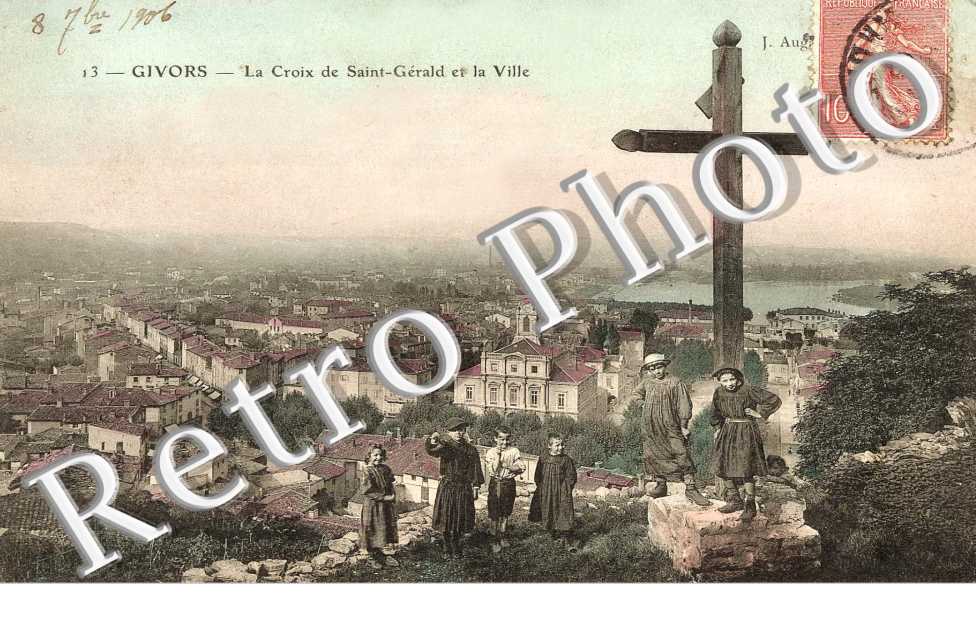 La croix de Saint Gerald et la ville (couleur)