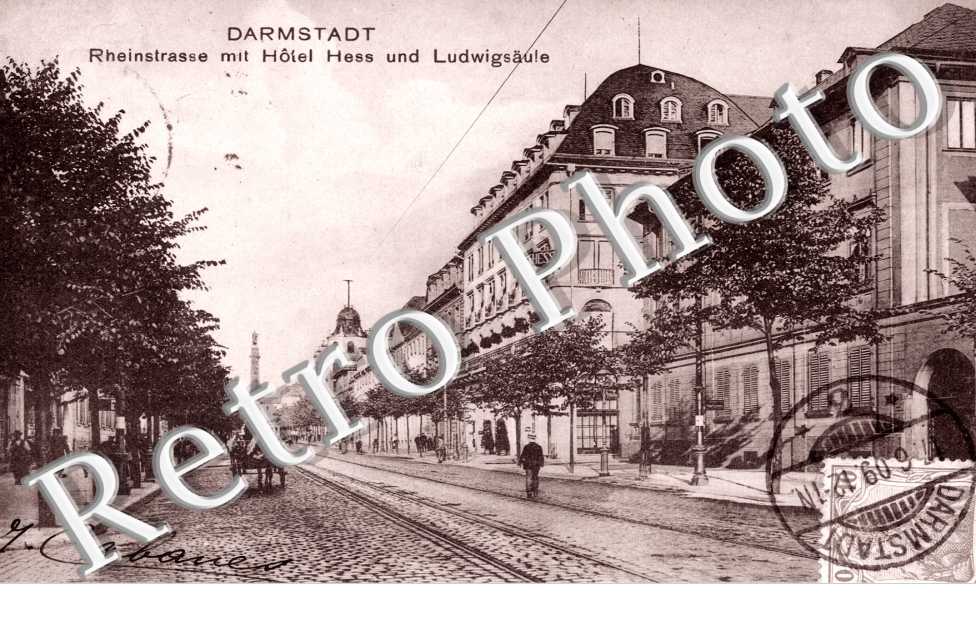 Rheinstrasse mit Hotel Hess und Ludwigsaule