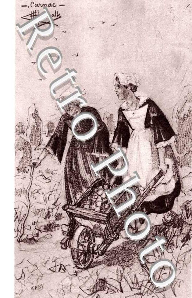 Costumes de France - deux femmes et une brouette Dessin de Charles Homualk
