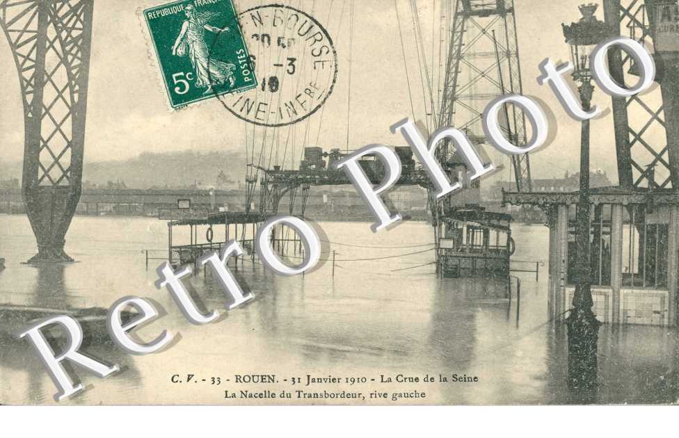 la nacelle du transbordeur La crue de la Seine  31 janvier  1910