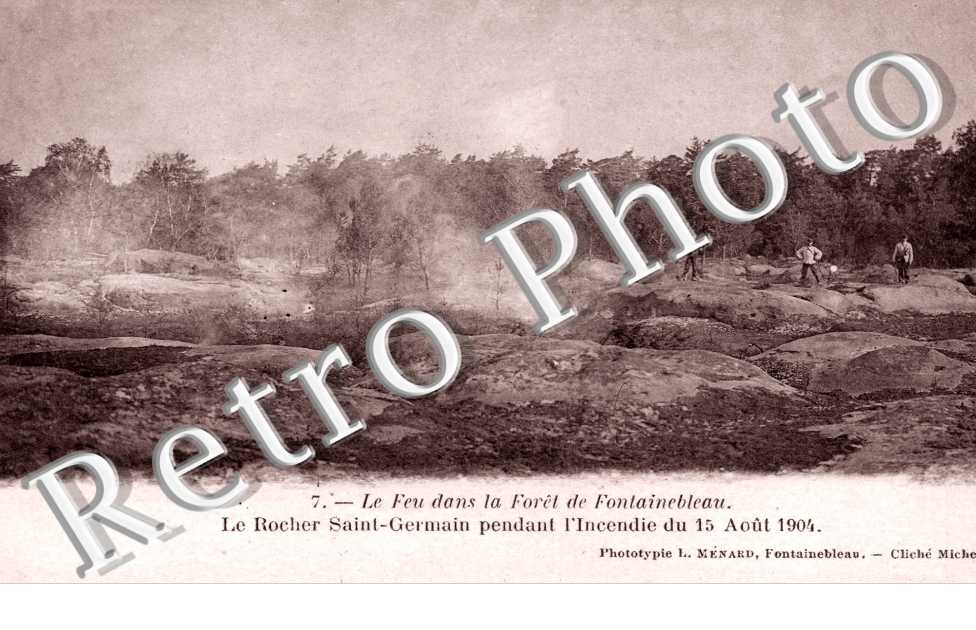 le feu dans la foret Le rocher Saint-Germain pendant l'incendie du 15 ao 1904