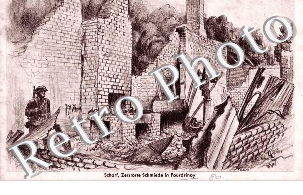 scharf,  Zerstorte Schmiede in Fourdrinoy