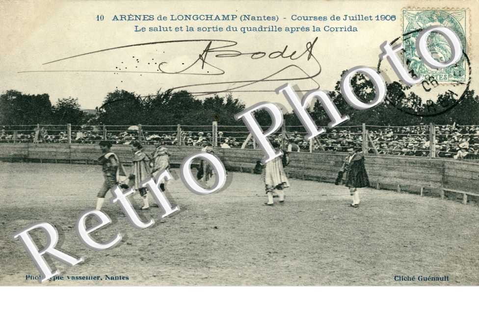 arenes de Longchamp Courses de juillet 1906 Le salut et la sortie du quadrille apres la corrida