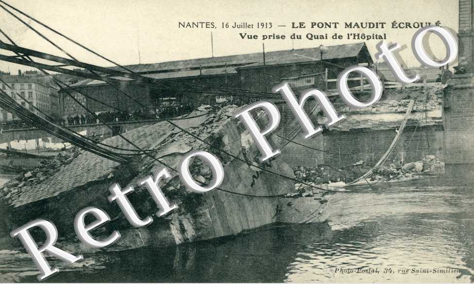 le pont Maudit ecroule 16 juillet 1913 vue prise du quai de l'hopital