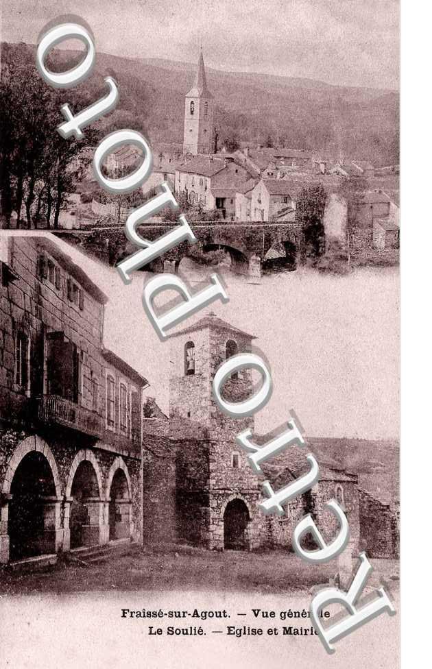 Fraisse sur Agout Vue generale Le Soulie eglise et mairie