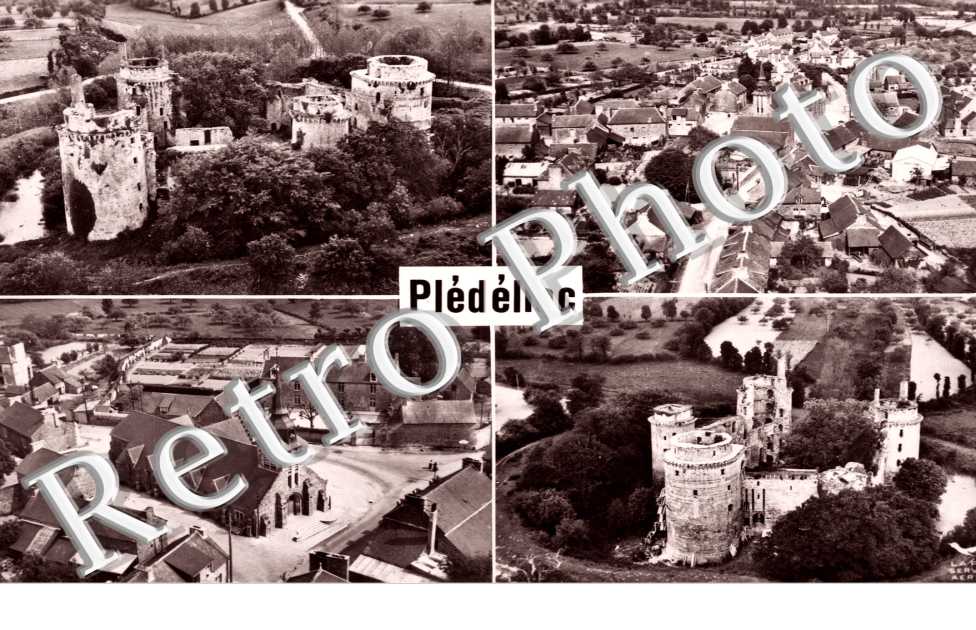 Ruines de la Hunaudaye Vue generale et route de Lamballe Centre du bourg