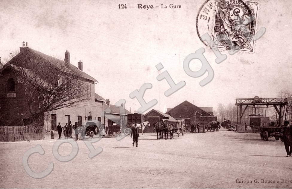 La gare - attelage de chevaux (caleche)