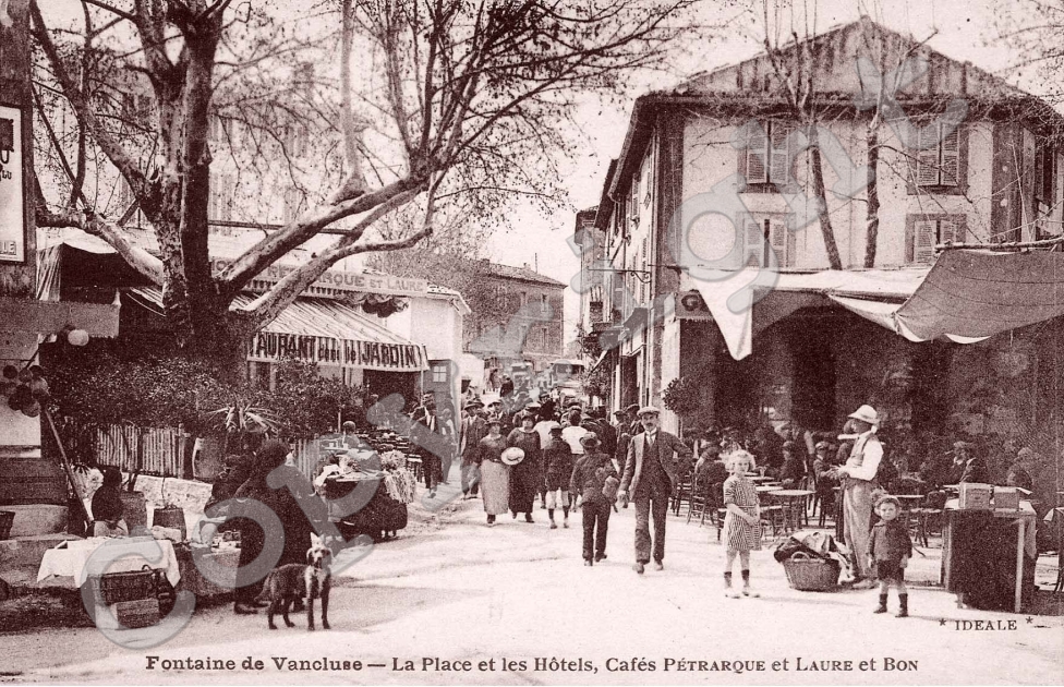 fontaine du Vaucluse, jardins de l&#039;hotel Petrarque et Laure
