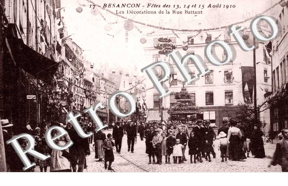Les decorations de la rue Battant  - Fetes des 13,14 et 15 aout 1910