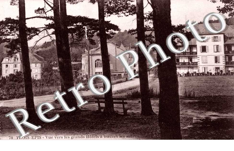 vue vers les grands Hotels a travers les arbres