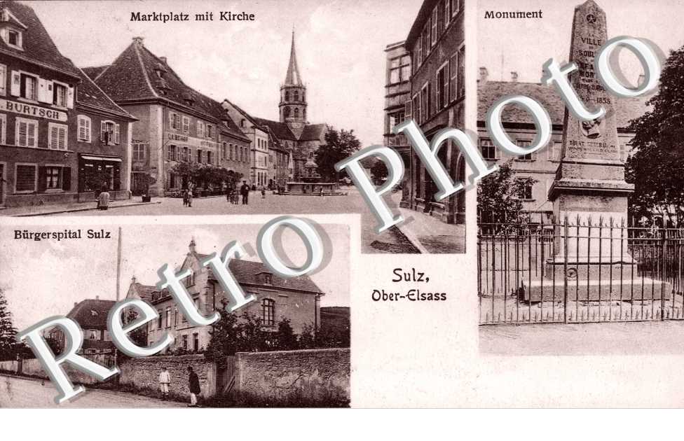 Marktplatz mit Kirche, Bugerspital Sulz, Monument