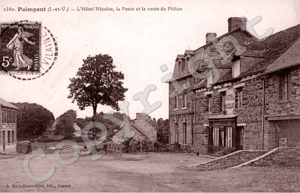 l&#039;hotel nicolas, la poste et la route de plelan