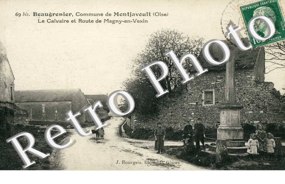 Beaugrenier, le calvaire et la route de Magny-en-Vexin