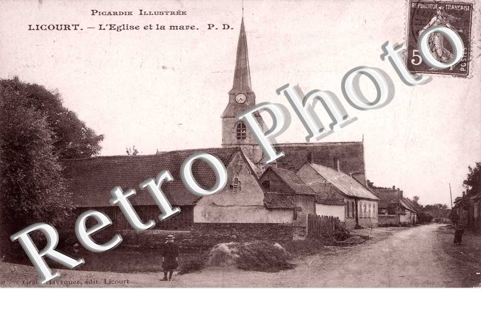 l&#039;église et la mare en 1908