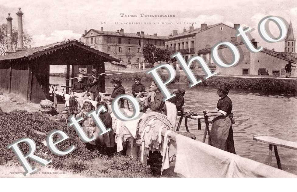 Types Toulousains - Blanchisseuses au bord du canal - Quartier des Minimes