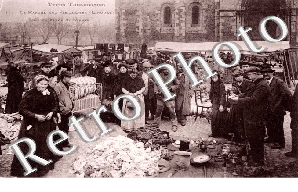 Types Toulousains - le marché aux vieilleries (Linquet) sur la place Saint-Sernin