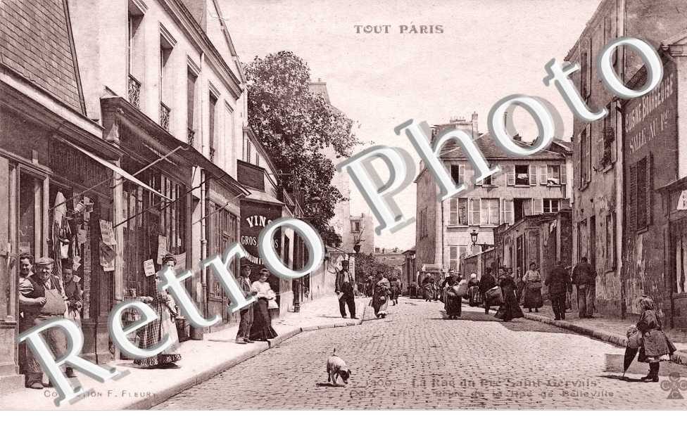 la rue du Pre Saint Gervais prise de la rue de Belleville