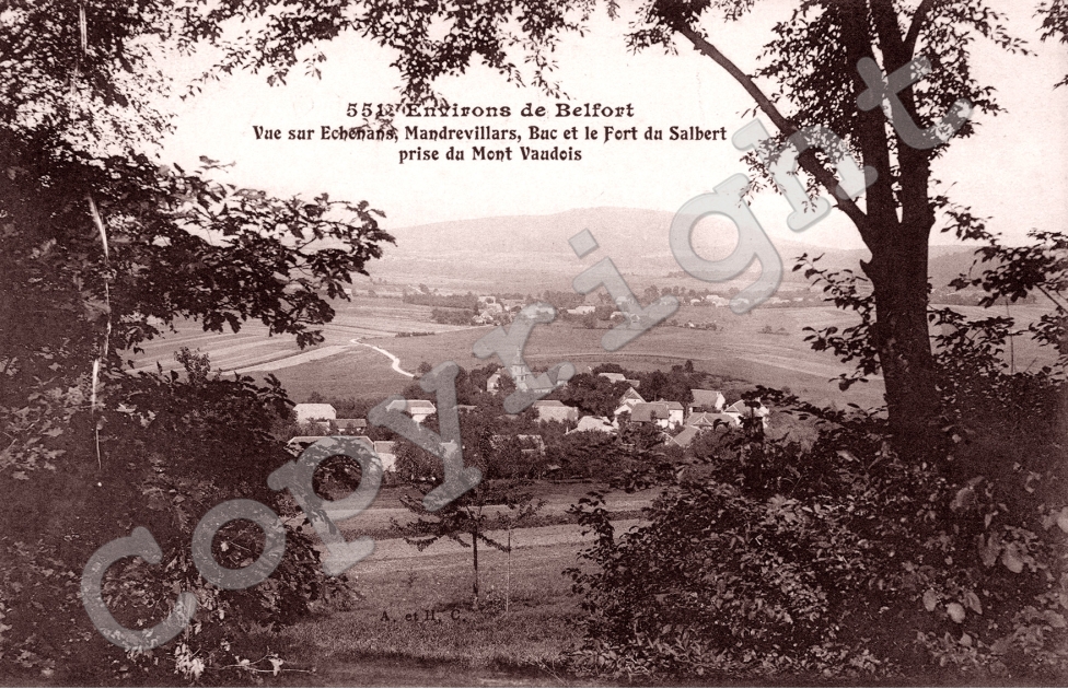 Vue sur Echenans, Mandrevillars, Buc et le Fort du Salbert