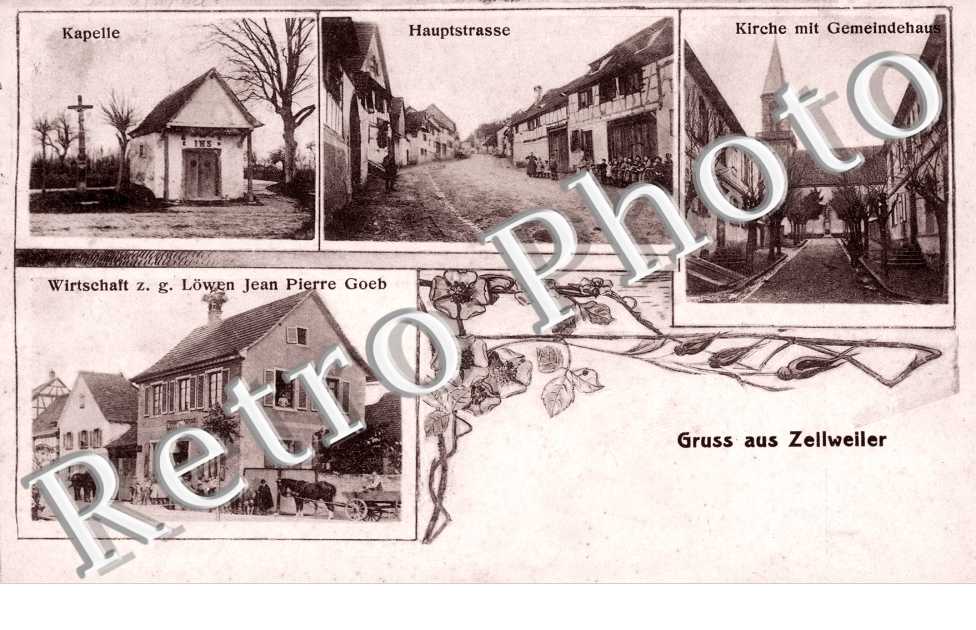 Kapelle Haupstrasse Kirche mit Gemeindehaus Wirtschaft z. g. Lowen Jean Pierre Goeb