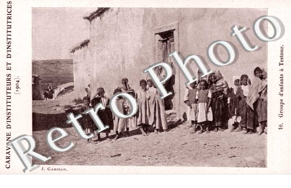 groupe d&#039;enfants à Testour -  Caravane d&#039;instituteurs et d&#039;institutrices - 1904