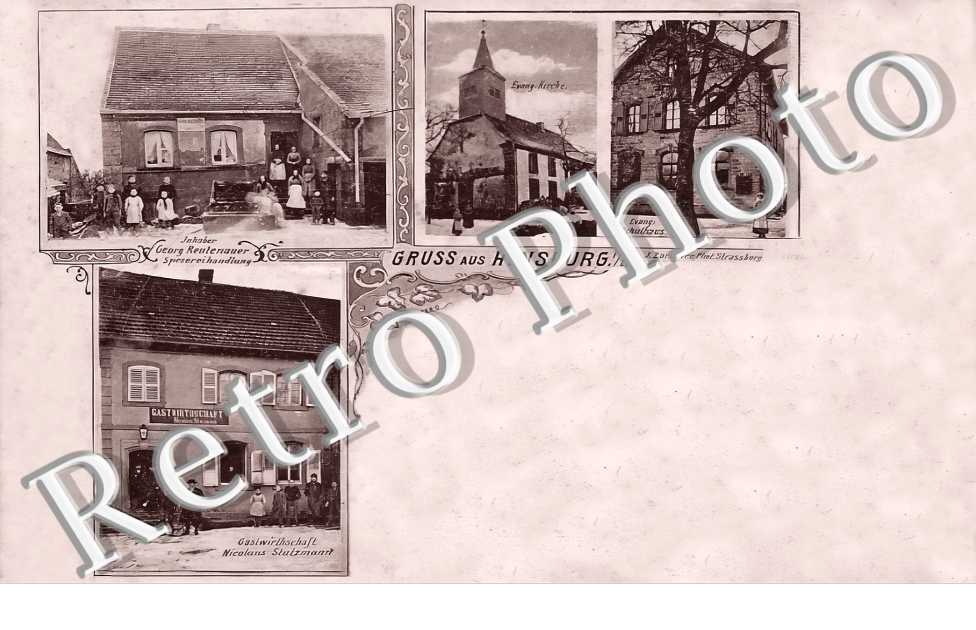 Gastwirtschaft von N. Stuzmann. Georg Reutenauer Spezereihandlung.