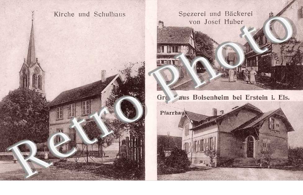 Kirche un Schulhaus. Spezerei und Bäckerei von Joseph Huber. Pfarrhaus