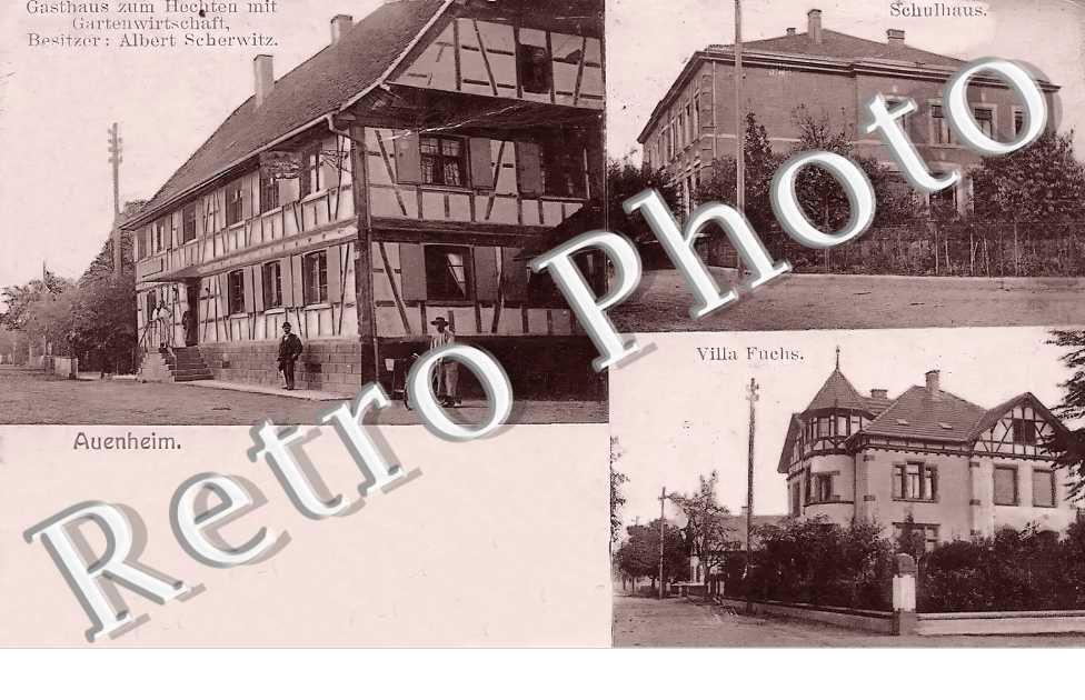 Gasthaus zum Hechten mit Gartenwirtschaft. Besitze : Albert Scherwitz. Schulaus. Villa Fuchs