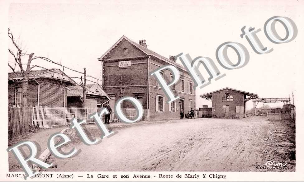 la gare et son avenue. Route de Marly à Chigny