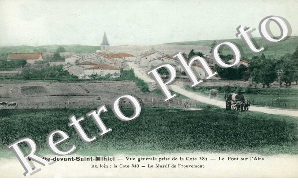 vue generale prise de la cote 382, le pont sur l' Aire. Avant la guerre 14-18.