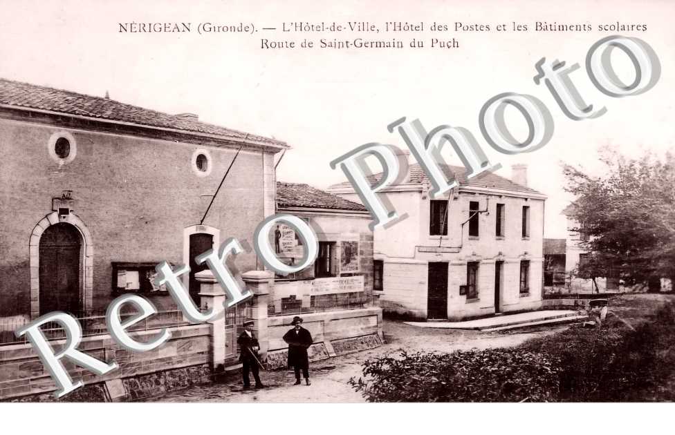 l&#039;hôtel de ville , Hotel des Postes et les Bâtiments scolaires. Route de Saint-Germain du Puch