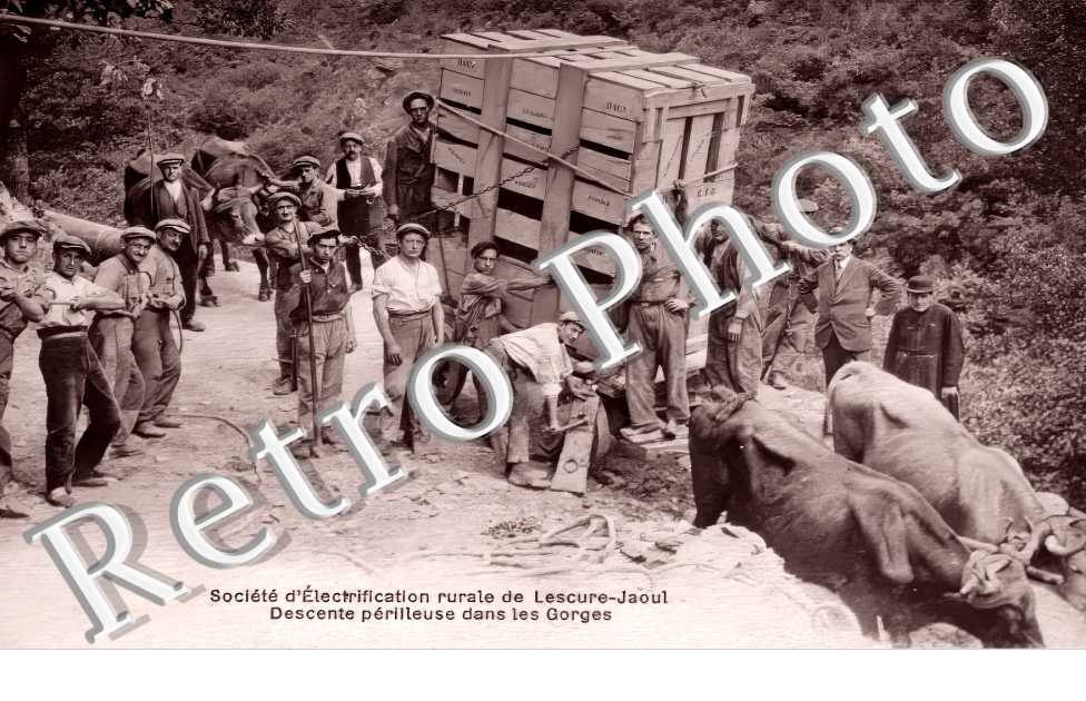 société d&#039;Electrification rurale de Lescure-Jaoul. Descente périlleuse dans les gorges