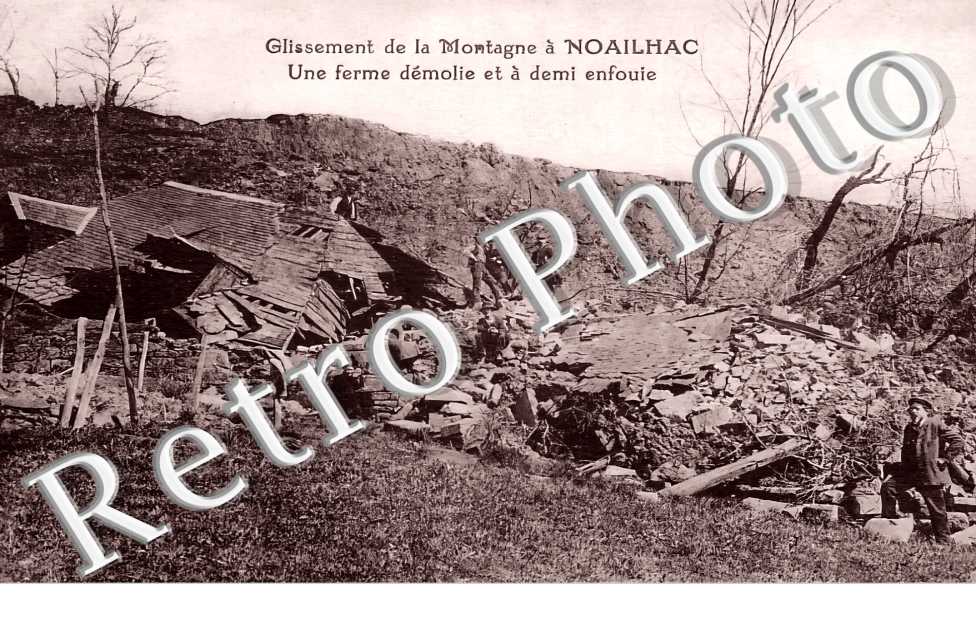 glissement de la Montagne. Une ferme démolie et à demi enfouie