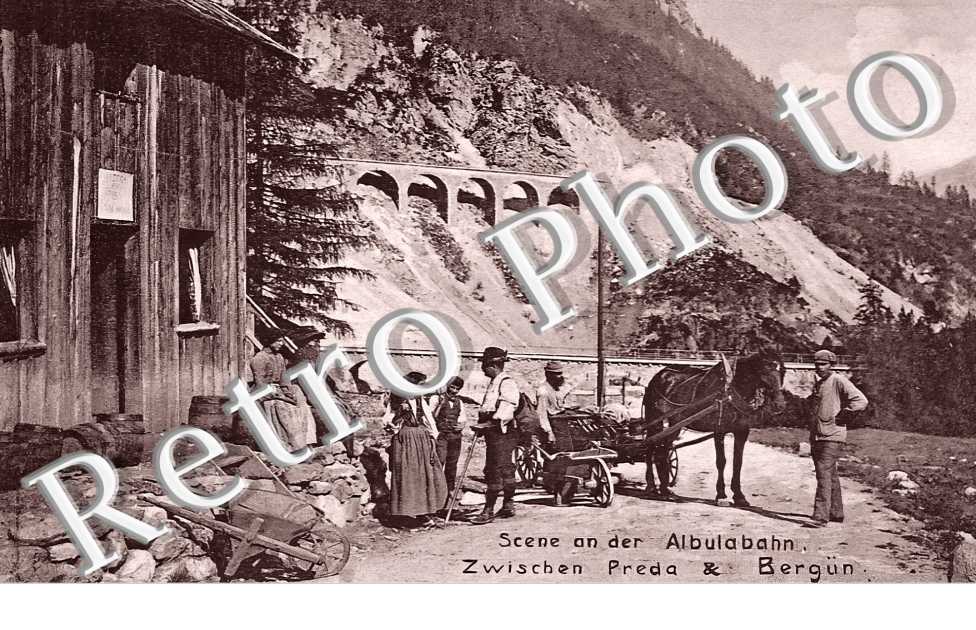 Scene an der Albulabahn. Zwischen Preda & Bergün