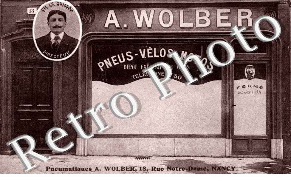 Magasin A. Wolber. Pneux-Vélos-Motis. 18 rue Notre-Dame