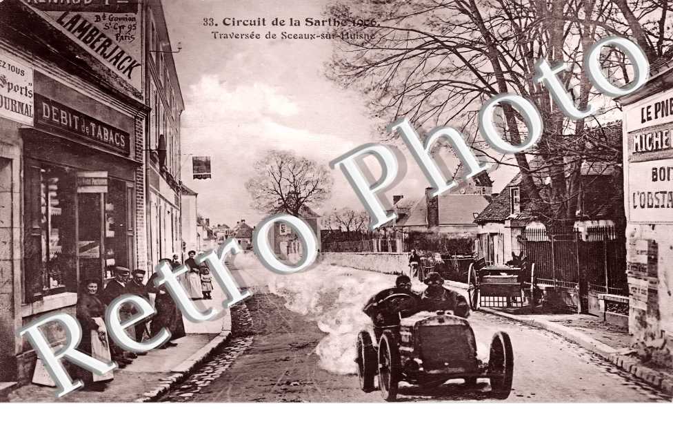 Circuit de la Sarthe. la traversée de Sceaux.Débit de Tabacs