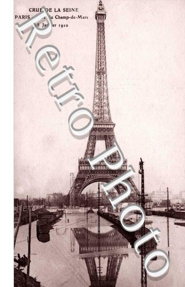 GARE DU CHAMP DE MARS  TOUR EIFFEL CRUE 10 janvier 1910 