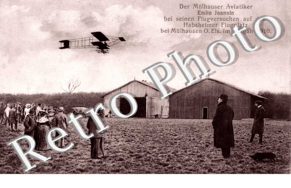 Der Mülhauser Aviatiker Emile Jeannin bei seine Fligversuchen auf dem Habsheimer Flugplatz