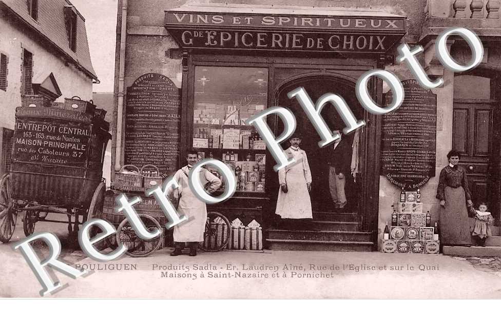 Produits Sadla Er. Laudren Aîné, rue de l&#039;église et sur le quai. Grande Epicerie de Choix