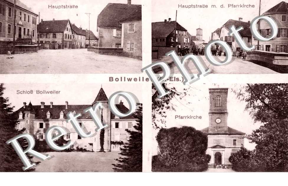 Schloss Bollweiler. Hauptstrasse m. d. Pfarrkirche