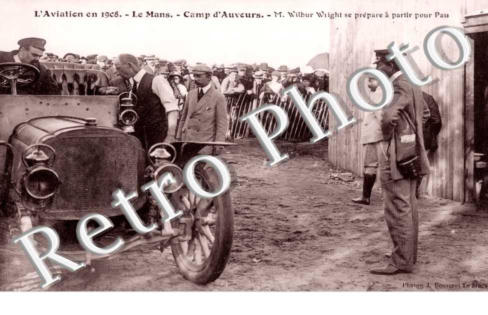 L&#039;Aviation en 1908. Camp d&#039;Auvours. M. Wilbur Wright se prépare à partir pour Pau