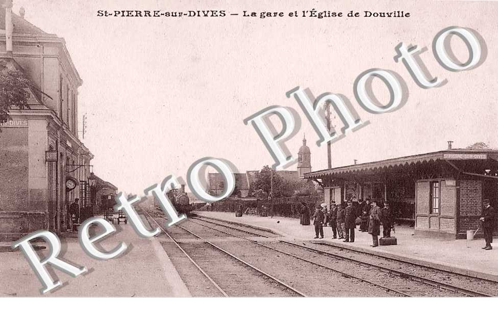 la gare et l'église de Douville