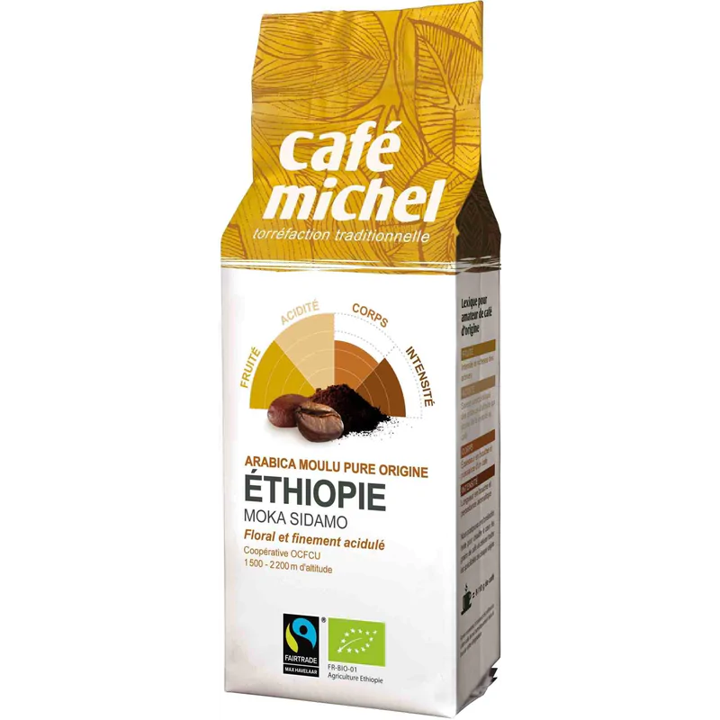KAWA MIELONA ARABICA 100 % MOKA SIDAMO ETIOPIA FAIR TRADE BIO 250 g – CAFE MICHEL