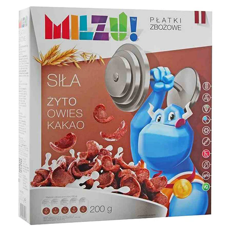Płatki żytnio-owsiane kakaowe dla dzieci – siła Milzu!, 200g