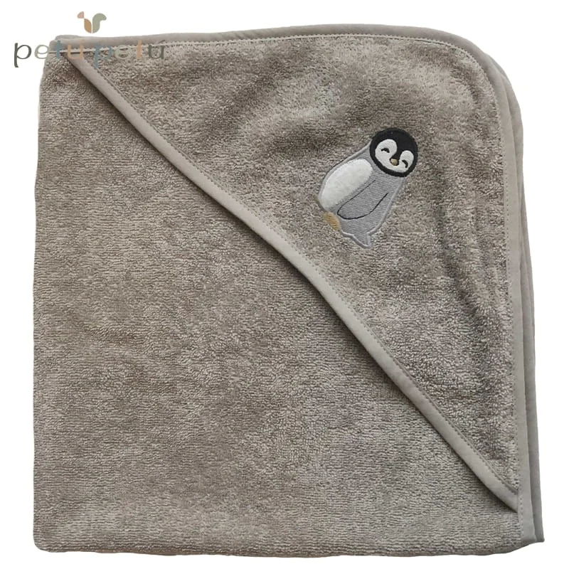 Petú Petú – ręcznik z kapturem z chłonnej frotty bawełnianej 100 x 100 cm Penguin