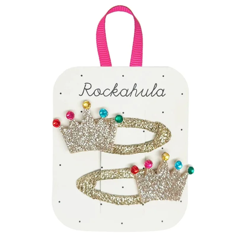Rockahula Kids – 2 spinki do włosów Glitter Crown Clips