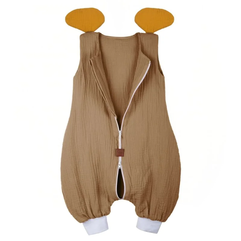 Hi Little One – śpiworek piżamka z bawełny muslin ELEPHANT Dar Oak & Mustard roz M