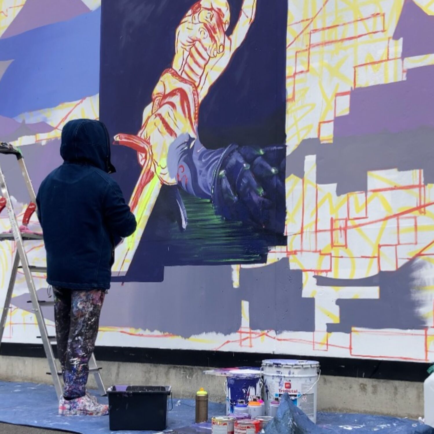 Deux artistes espagnols sur "le Mur de Reims"